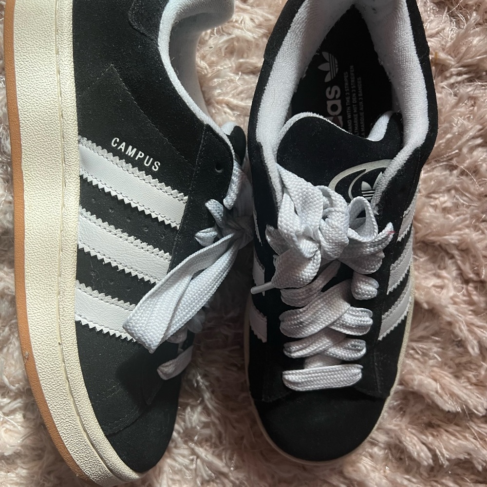 adidas Campus Black with White Stripes Sneakers